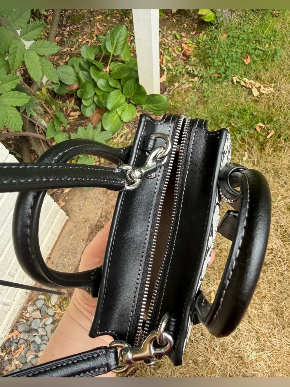 Coach Black & White Andrea Signature Canvas Mini Carryall
